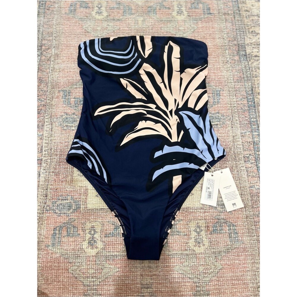 Milly | NWT $365 Palm Tree Providence Strapless One Piece Swimsuit Small